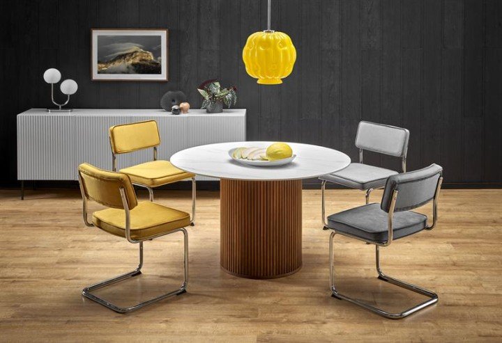 Стол BRUNO Halmar белый мрамор/ореховый